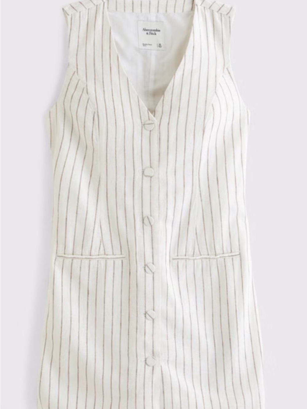 Abercrombie & Fitch Cream Dress with Brown Pinstripes
